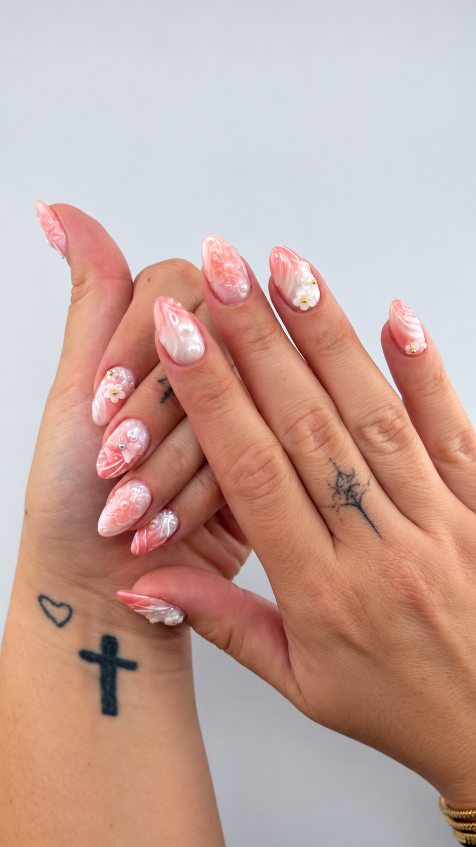 Krasiva’s pink pearl manicure — retouched photograph